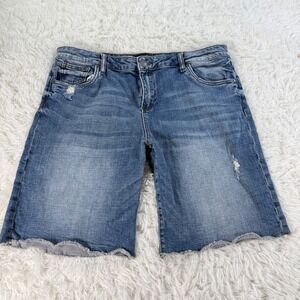 KUT From The Kloth Sophie Bermuda Distressed Denim Shorts Women's Size 16 Casual